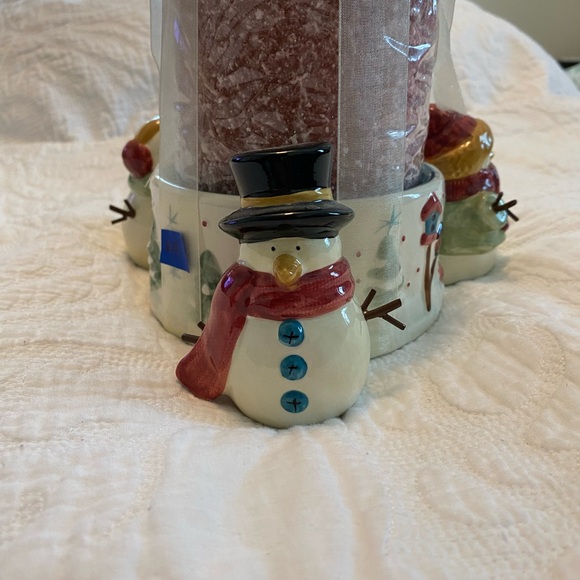 Christmas candle holder with snowman, including candle - Picture 3 of 13